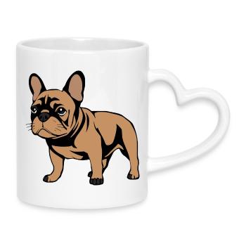 Chiens bouledogues français cadeau de Noël - Mug avec anse en forme de cœur - blanc - Droite