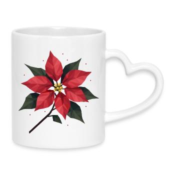 Poinsettia moderne en rouge chaud et vert - Mug avec anse en forme de cœur - blanc - Droite