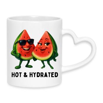Summer Fun Watermelon Couple - Mug with Heart-Shaped Handle - white - Right