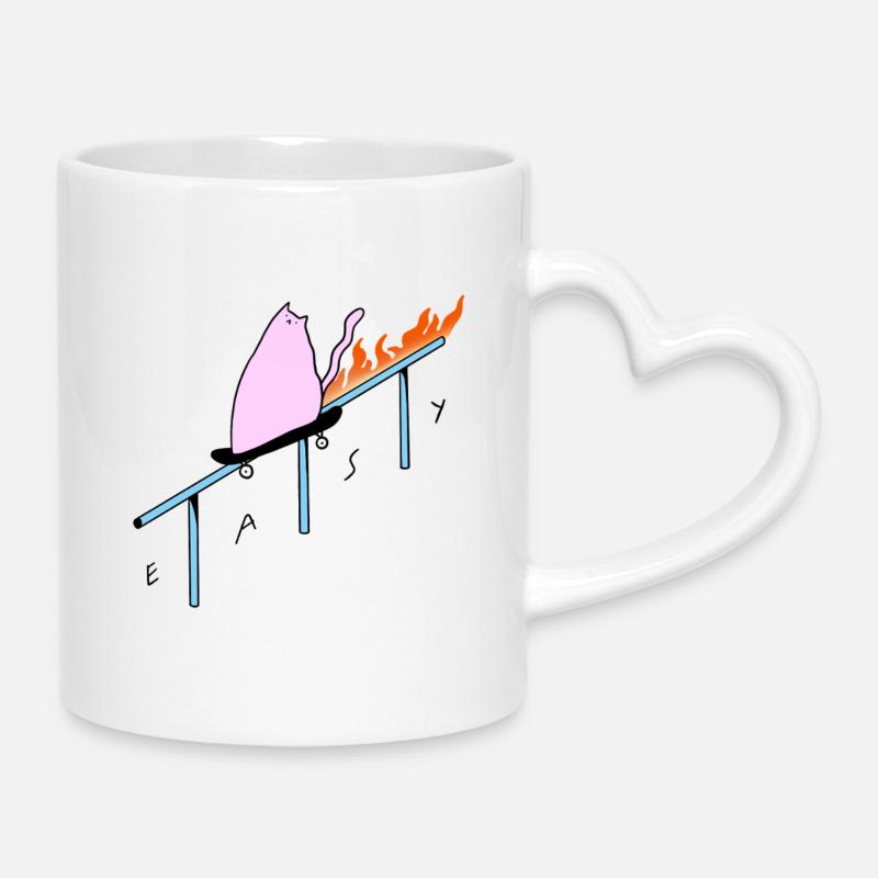 Easy_Cat - Tasse mit Herzhenkel - Weiß