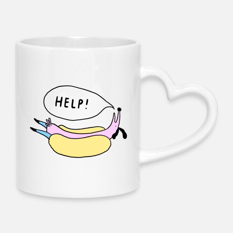 Help_Hot_Dog - Mug avec anse en forme de cœur - blanc