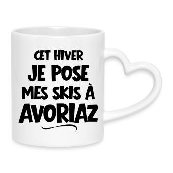 Skigebiet, Skifahren, Avoriaz - Tasse mit Herzhenkel - Weiß - Rechts