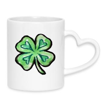 Trèfle aquarelle lime - Mug avec anse en forme de cœur - blanc - Droite