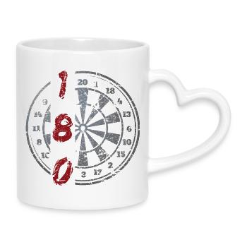 Darts 180 Vintage Dartboard - Mug with Heart-Shaped Handle - white - Right