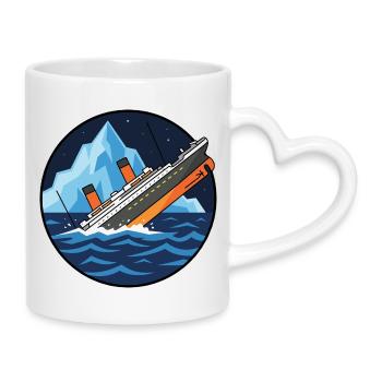 Titanic Schiff Eisberg Illustration - Mug with Heart-Shaped Handle - white - Right