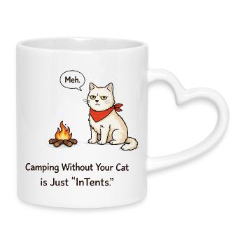 InTent Cat Camping Design de jeux de mots - Mug avec anse en forme de cœur - blanc - Droite