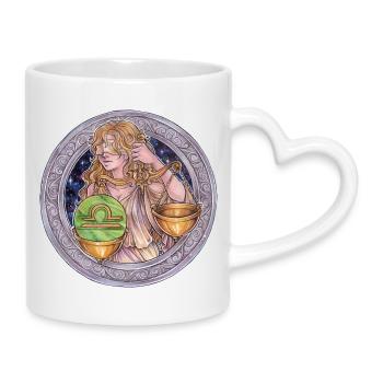 Zodiac Sign Sternzeichen Waage Libra Geschenk - Tasse mit Herzhenkel - Weiß - Rechts
