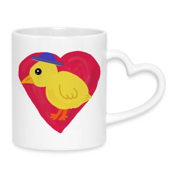 Chick in heart motif child Easter children - Mug with Heart-Shaped Handle - white - Right