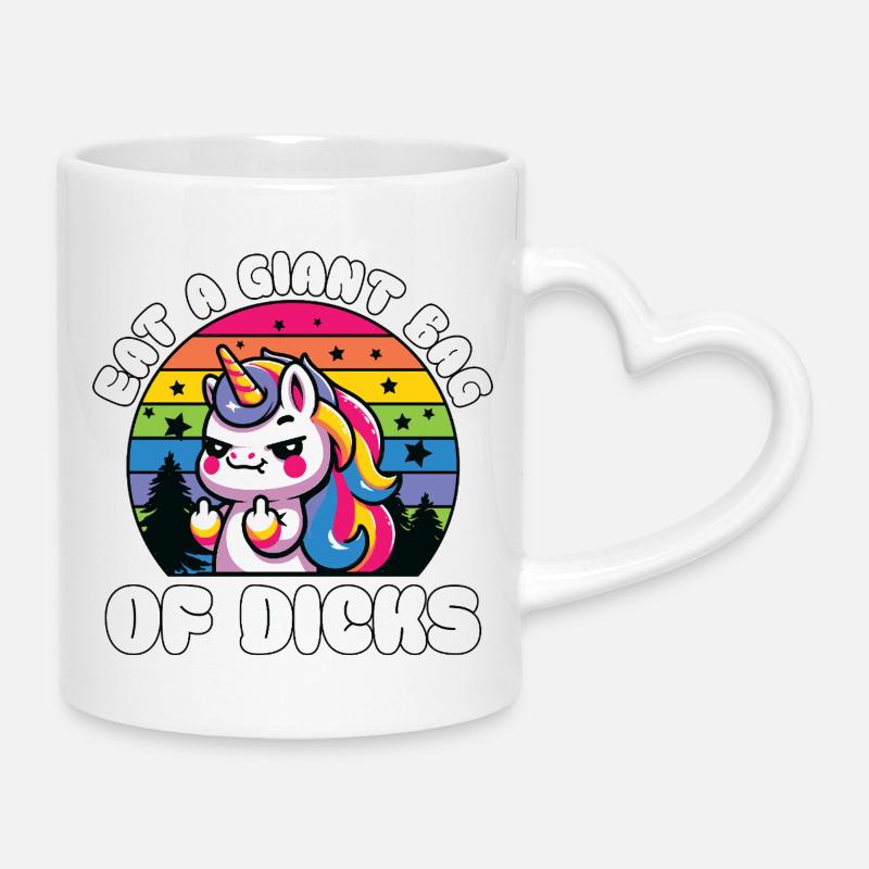 Rainbow Unicorn Power Motif - Mug with Heart-Shaped Handle - white