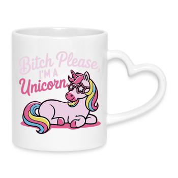 Licorne qui dit un motif de conne, s’il te plaît - Mug avec anse en forme de cœur - blanc - Droite