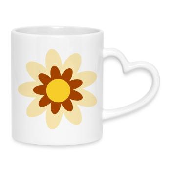 70s Flower Pattern Hippie Gift - Mug with Heart-Shaped Handle - white - Right