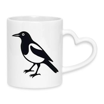 Elster Vogel - Tasse mit Herzhenkel - Weiß - Rechts
