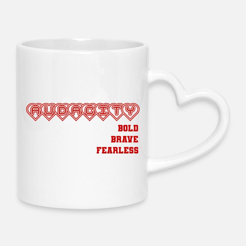 Mutige Ehrliche Herzensbindung Design, Statement  - Tasse mit Herzhenkel - Weiß