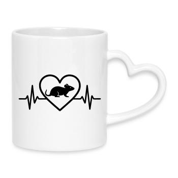 Rat Heart - Mug with Heart-Shaped Handle - white - Right