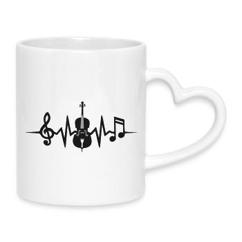 Cello Herzschlag Cellist Violoncello Cellistin - Tasse mit Herzhenkel - Weiß - Rechts