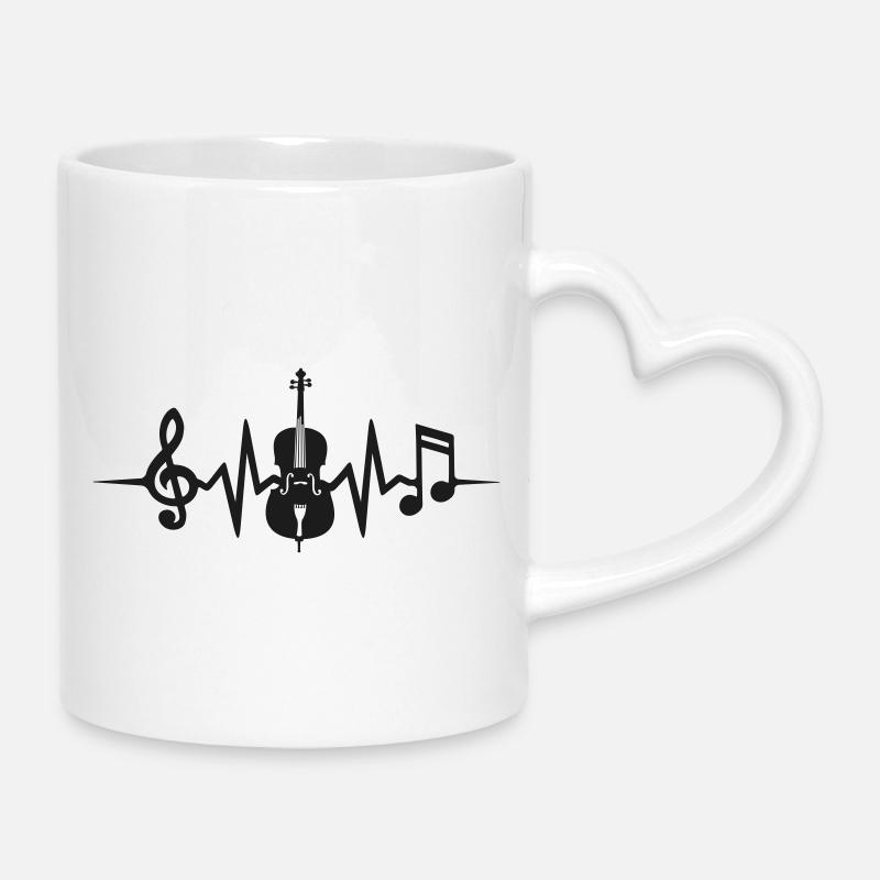 Violoncelle Heartbeat Violoncelle Violoncelle - Mug avec anse en forme de cœur - blanc