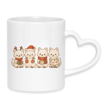 Polarfüchse Kinder Jungen Mädchen Weihnachtsfüchse - Tasse mit Herzhenkel - Weiß - Rechts