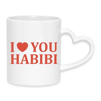 I Love You Habibi Typography - Mug with Heart-Shaped Handle - white - Right