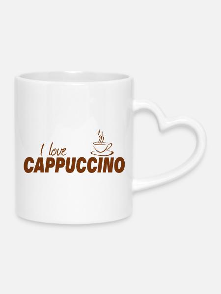 I LOVE CAPPUCCINO - Tasse mit Herzhenkel - Weiß