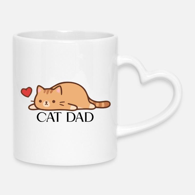 CAT_DAD - Mug with Heart-Shaped Handle - white