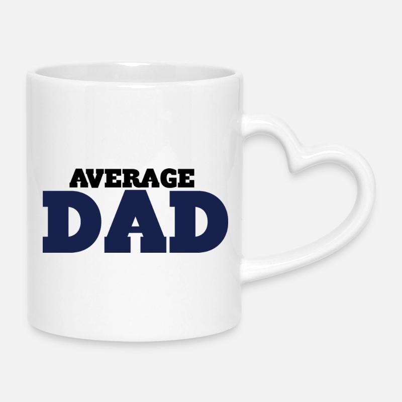 Père moyen : Typographie en blocs gras - Mug avec anse en forme de cœur - blanc