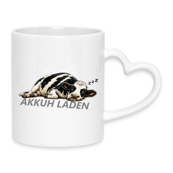 Akkuh Laden | Akku leer | Morgenmuffel - Tasse mit Herzhenkel - Weiß - Rechts