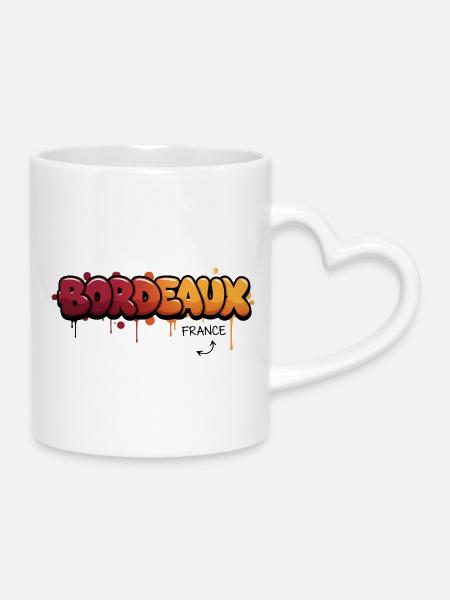 Bordeaux Graffiti Stadtlogo - Tasse mit Herzhenkel - Weiß