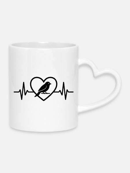 Kanarienvogel Herz - Tasse mit Herzhenkel - Weiß