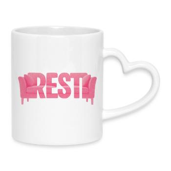 Rest Typografie Sofa Rosa Design - Tasse mit Herzhenkel - Weiß - Rechts