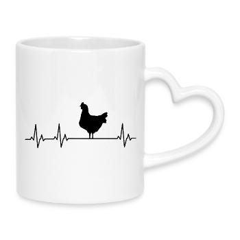 Fans de poulets - - Coq - Poussins - Mug avec anse en forme de cœur - blanc - Droite
