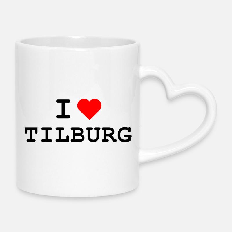 I love Tilburg - Ich liebe Tilburg - Mug with Heart-Shaped Handle - white