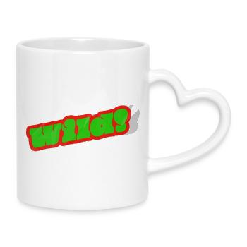 Graffiti wordmark green with red border - Mug with Heart-Shaped Handle - white - Right