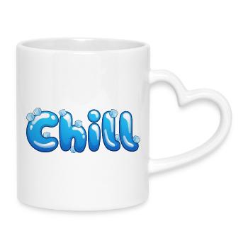 Chill – Fun Bubble Font Cool Summer Vibes T-Shirt - Mug with Heart-Shaped Handle - white - Right