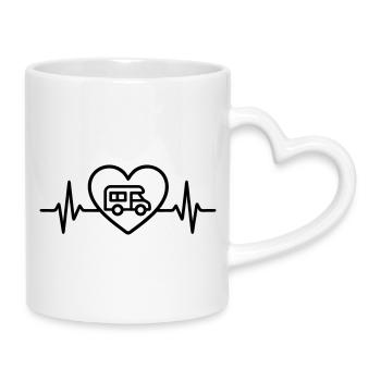 RV Heart Vanlife Travel - Mug with Heart-Shaped Handle - white - Right
