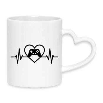 Herz Gaming – Controller Stil Gamer - Tasse mit Herzhenkel - Weiß - Rechts