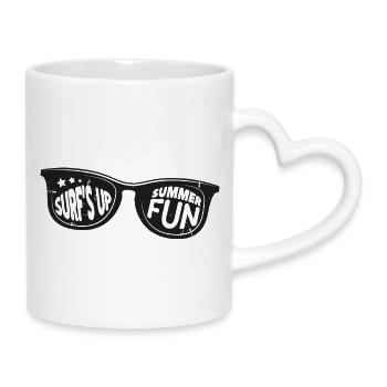 Fun Surf's Up Sommer Sonnenbrille Vintage - Tasse mit Herzhenkel - Weiß - Rechts