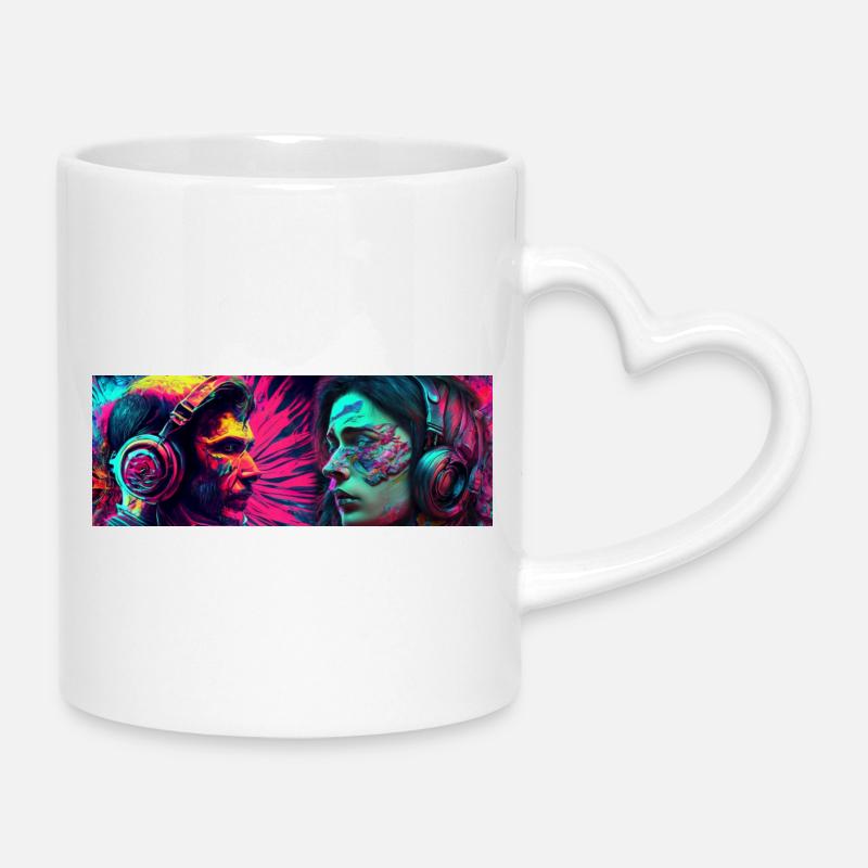 Music Psychedelic - Mug with Heart-Shaped Handle - white