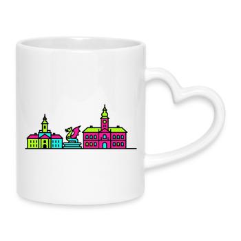 Skyline de la ville de Klagenfurt Lindwurm Art moderne - Mug avec anse en forme de cœur - blanc - Droite