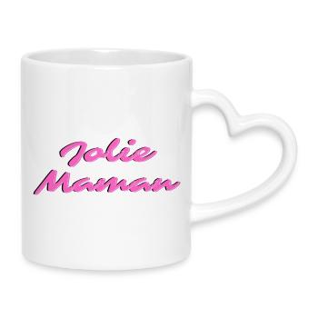 Pretty Neon Pink Mom - Mug with Heart-Shaped Handle - white - Right