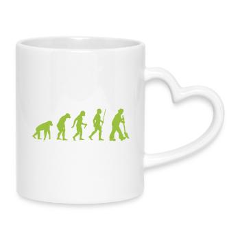 Évolution - de l’homme préhistorique à l’amoureux des jardins - Mug avec anse en forme de cœur - blanc - Droite