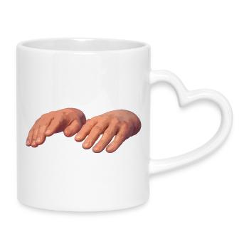 Hände in sanften Erdtönen - Tasse mit Herzhenkel - Weiß - Rechts