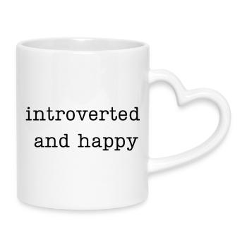 introverted and happy - Mug with Heart-Shaped Handle - white - Right
