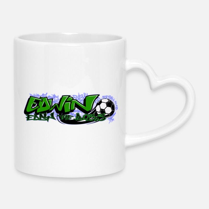 Edwin Graffiti Fußball - Tasse mit Herzhenkel - Weiß