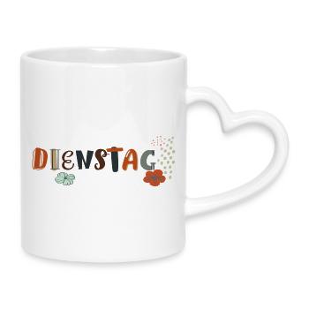 Dienstag Wochentag - Tasse mit Herzhenkel - Weiß - Rechts