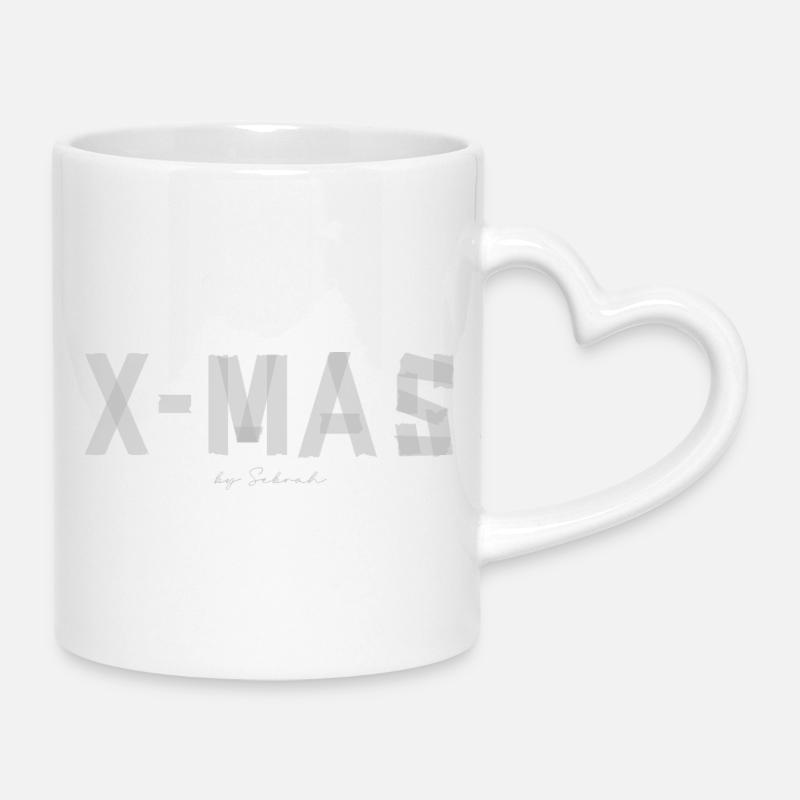 Brush letters X-MAS - Mug with Heart-Shaped Handle - white