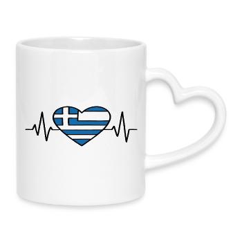 Griechenland Heartbeat Line Flagge Liebe Reisen Design - Tasse mit Herzhenkel - Weiß - Rechts