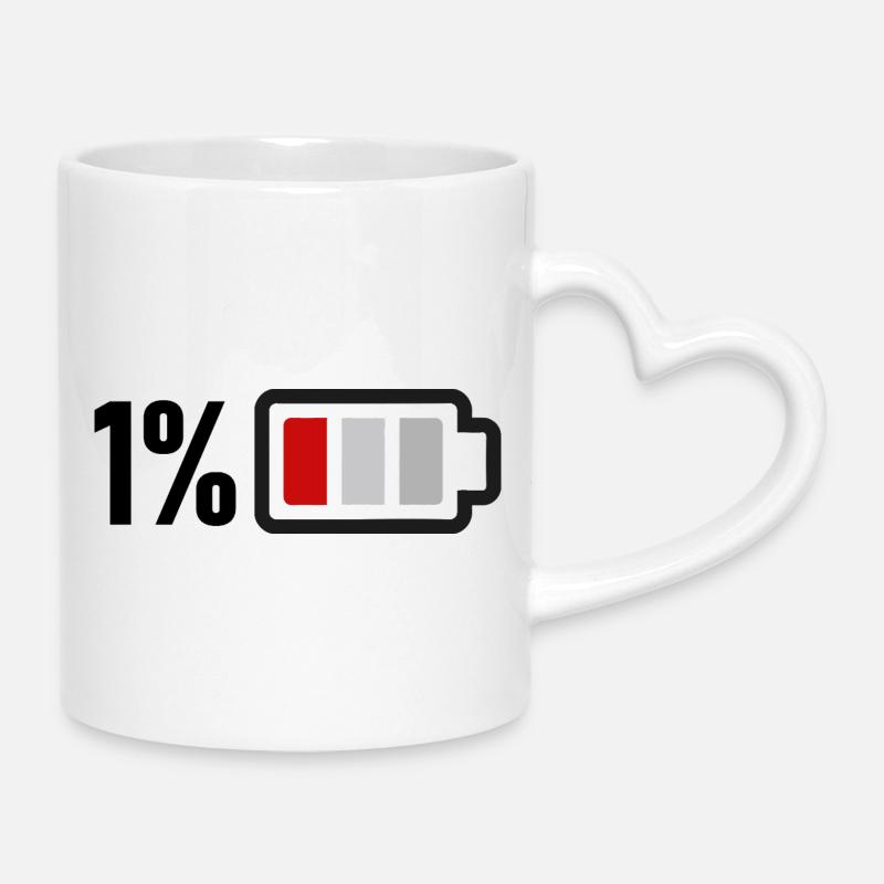 Leere Batterie - Tasse mit Herzhenkel - Weiß