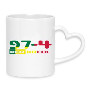 Design 974 Ker Kreol - La Réunion - Rastafari - Tasse mit Herzhenkel - Weiß - Rechts