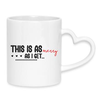 Merry Red Script Logo on Black - Mug with Heart-Shaped Handle - white - Right
