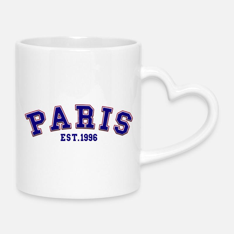 Paris Est. 1996 - Mug with Heart-Shaped Handle - white